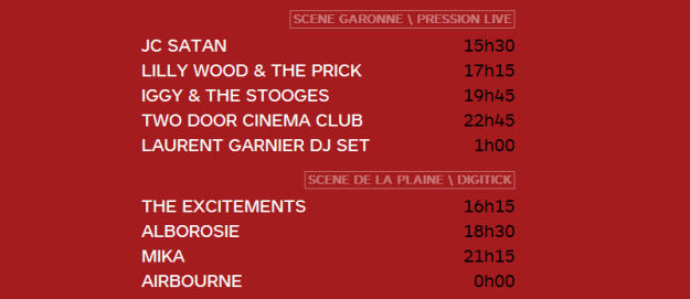 Horaires des concerts du dimanche 30 juin à Garorock - La Déviation