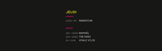 Horaires du jeudi 18 juillet 2013 aux Vieilles Charrues - La Déviation