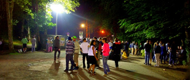 Autant de monde à l'extérieur qu'à l'intérieur du festival. Astropolis 2013. Crédits La Déviation