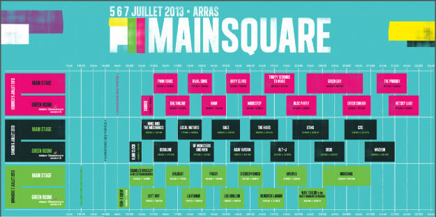 Horaires de passage au Main Square Festival d'Arras 2013 - La Déviation