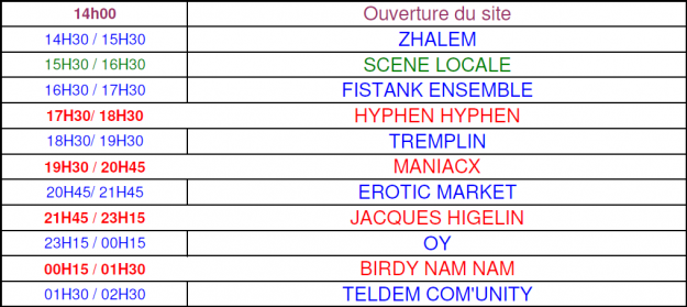 Festival du Chien à Plumes 2013 - Les Horaires du samedi 10 août